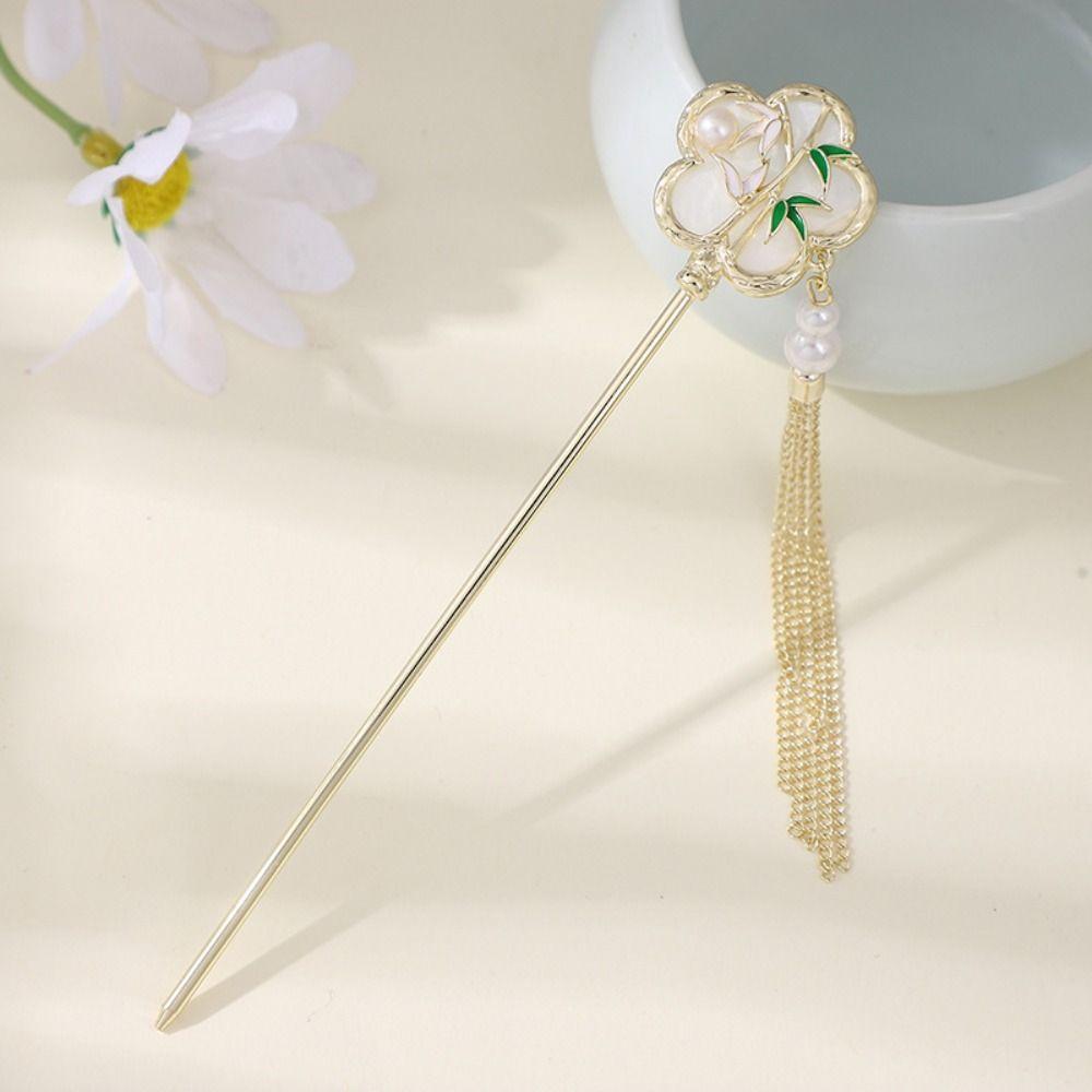 Жемчужная палочка для волос в китайском стиле, вилка для волос, палочка для волос Ханфу, винтажная палочка для волос с цветком, женская