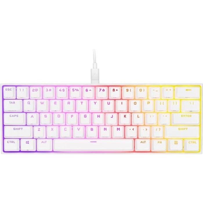 Механическая игровая клавиатура - CORSAIR - K65 RGB Mini 60% - Компактный формат - RGB - CHERRY MX Red - Белая - (CH-9194110-FR)