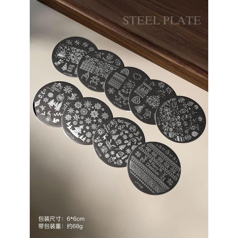 Christmas Nail Art Stamping Plates Set 9pcs Snowflake Elk Tree Design Salon Use