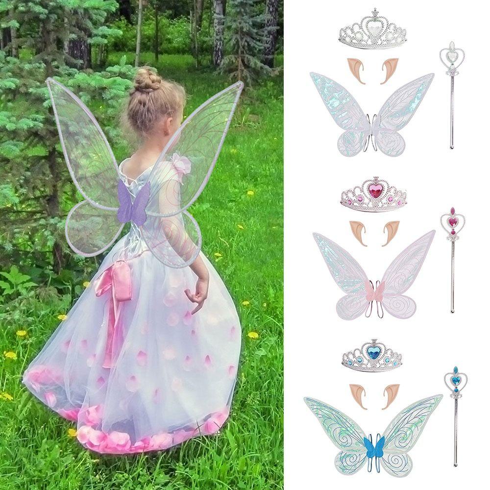 Sparkle Dress Up Props Set Princess Angel Wings with Crown Elf Ears  Costume Cosplay