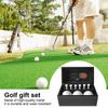 1 комплект подарочной коробки для гольфа с 3 мячами 6 тройников, металлический инструмент для ремонта Divot, зажим для шляпы, комплект аксессуаров для гольфа, чехол из искусственной кожи для мужчин и женщин, профессиональный новичок