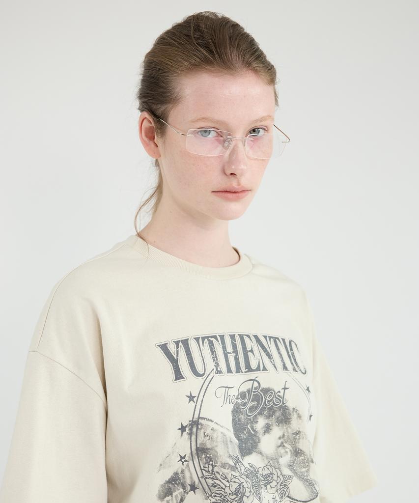 Yusentig Ангел Винтаж Футболка Кремовый Aw5Me4399A