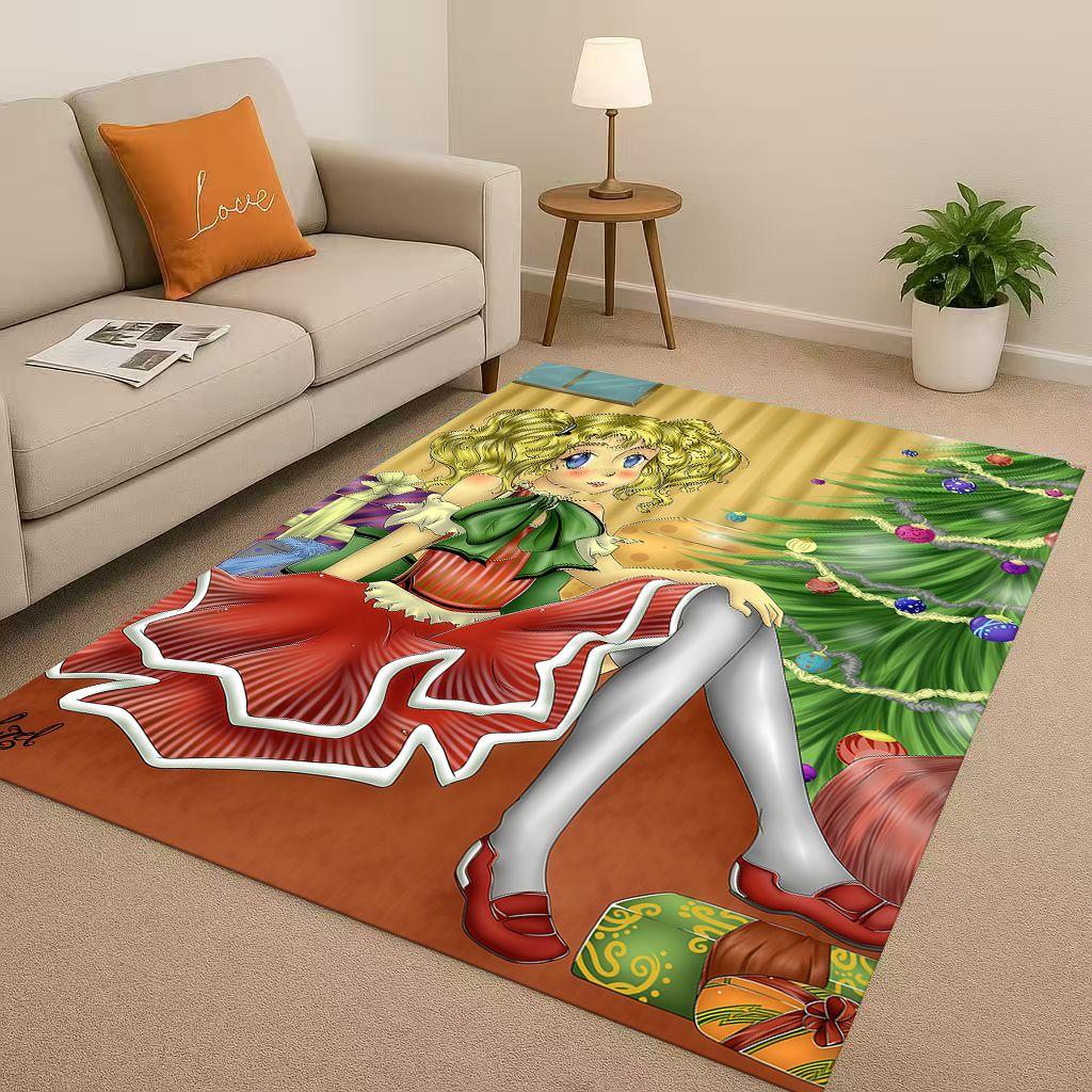 Retro Candy Candy Sweet Girl Cartoon Room Non-Slip Area Rug Soft Carpet for Bedroom Playroom Sofa,Easy Clean Home Decor Doormat