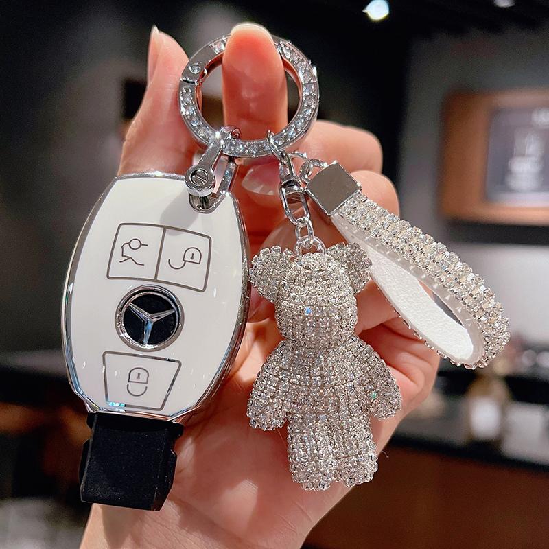 PZQ2 TPU Car Key Case Cover Shell Accessories for Mercedes Benz A B C E GL S GLA GLK CLS Class AMG W204 W205 W212 W463 W176 Keychain