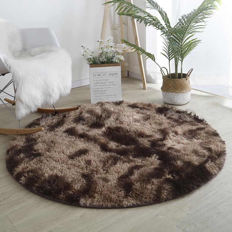 Плюшевый круглый ковер оранжевый тай-дай градиентный игровой коврик скандинавский декор круглый ковер для девочек мягкий милый коврик для стула ковер для спальни