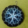 2D Metal Wind Spinner Ornament for Garden Decor Intricate Blue and Golden Design Indoor Outdoor Holiday Gift for All Occasions