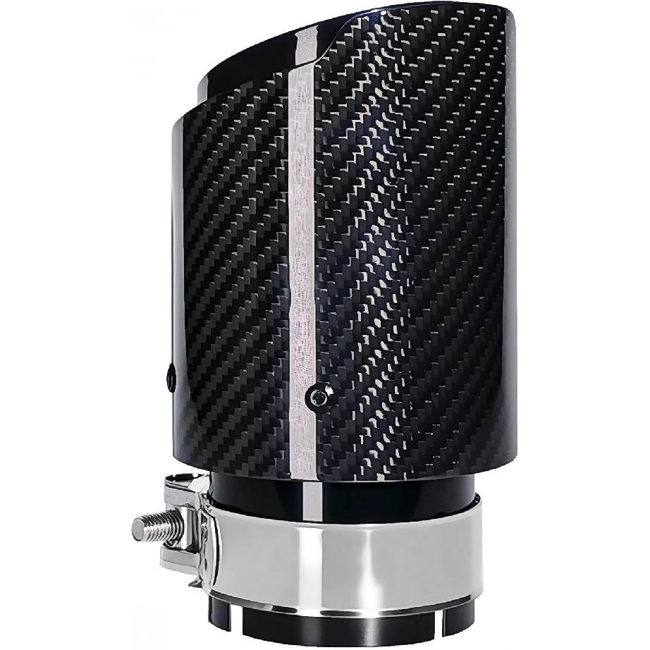 2.5"Inlet 3.5"Outlet Exhaust Tips Carbon Fiber Tailpipe Exhaust Pipe Tail Throat Tail Pipe Modification Parts GlossyBlack