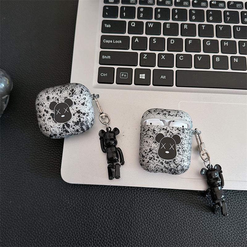 Personalized splashing ink cartoon bear is suitable for AirPods 1 generation protective case, second generation 1 generation pro1 apple bluetooth
