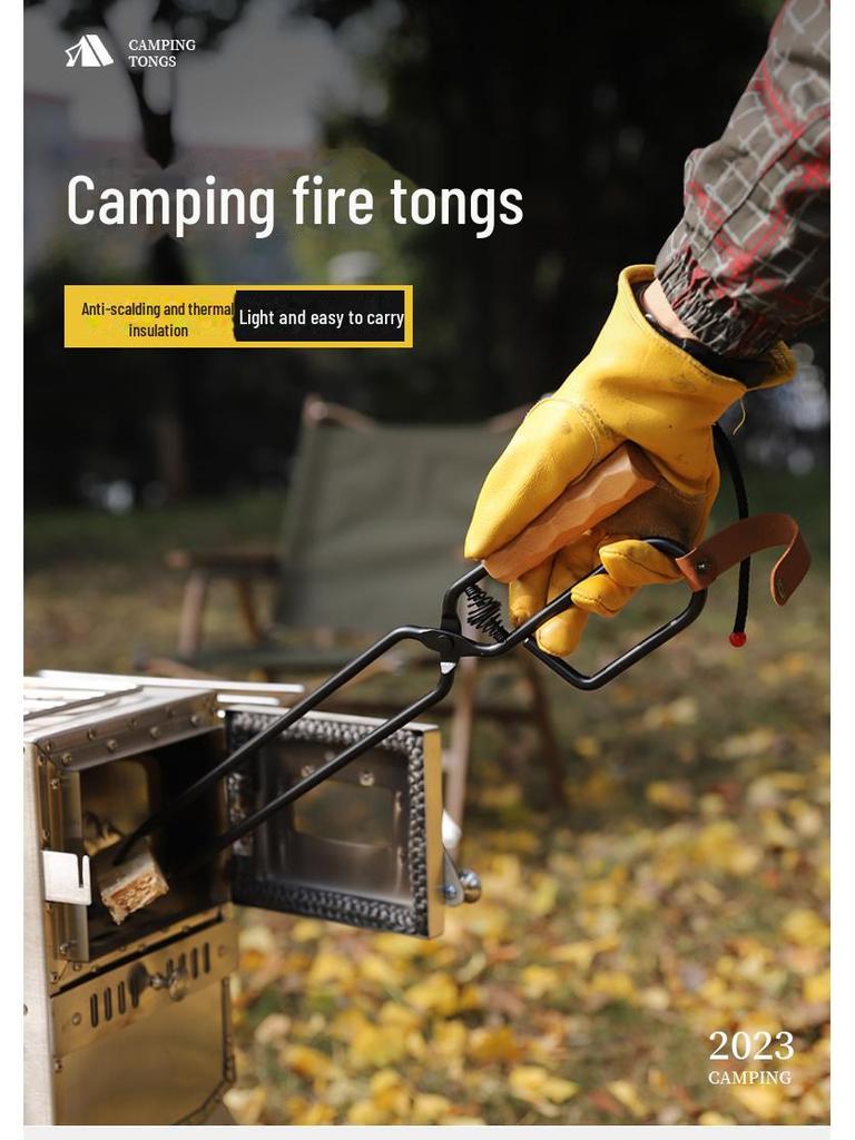 Extended Anti-Scalding Fire Tongs for Camping and Barbecue
