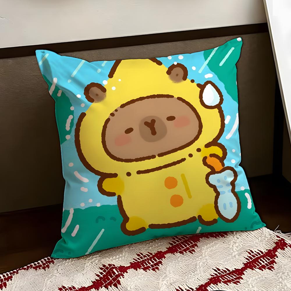 Cute CCapybara Cushion Cover Reversible Soft Durable Pillow Cover Home Car MultiScene Use for Daily Comfort