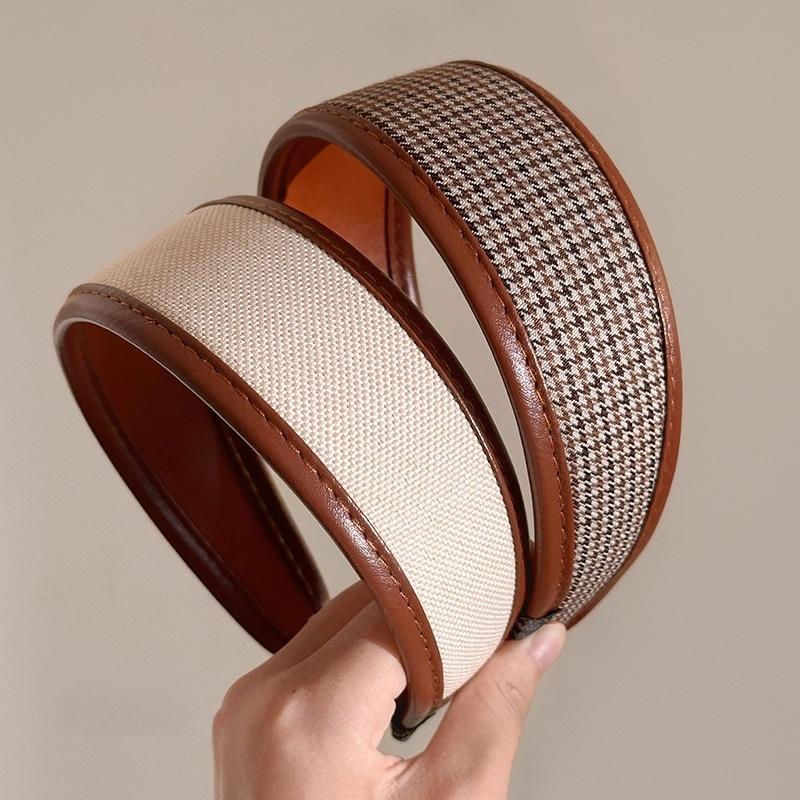 Обруч для волос во французском стиле, ретро кожаные широкие повязки на голову, женская повязка на голову, женский головной убор для умывания и макияжа, аксессуары для волос