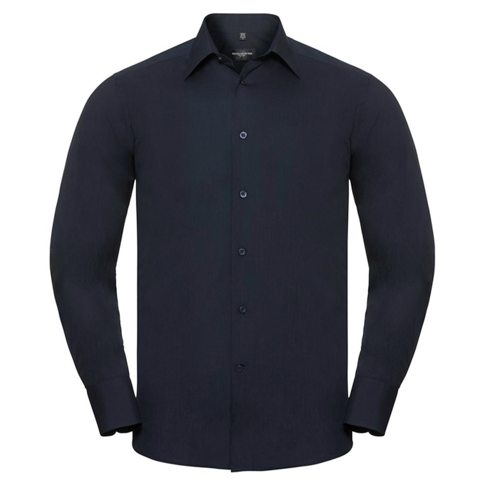 Russell Collection Mens Polycotton Tailored Long-Sleeved Shirt