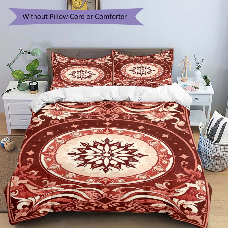 3Pcs Ornate Floral Mandala Bedding Set Quilt Cover Pillowcase Home Christmas Xmas Halloween Gift 1 Duvet Cover 2 Pillowcase M924452