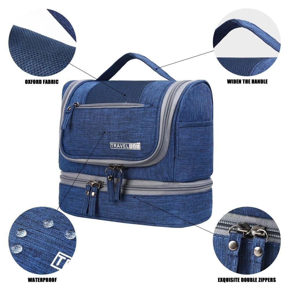 Oxford Cloth Hanging Makeup Bag Solid Color Cosmetic Organizer Portable Cosmetic Bag Personal Care