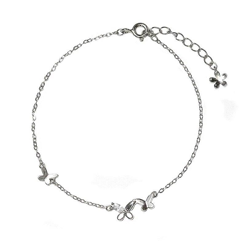 925 Sterling Silver Link Chain Zircon Butterfly Charm Bracelet for Women Girls Party Jewelry Pulseras Mujer Sl190