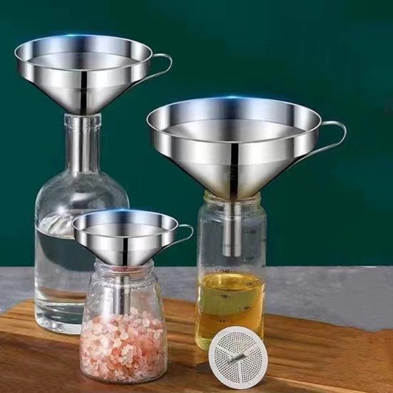 Кухонная воронка из нержавеющей стали со съемным фильтром для пищевых продуктов. Мини-металлическая кухонная воронка для переноса эфирных масел, жидких сухих ингредиентов, косметики.