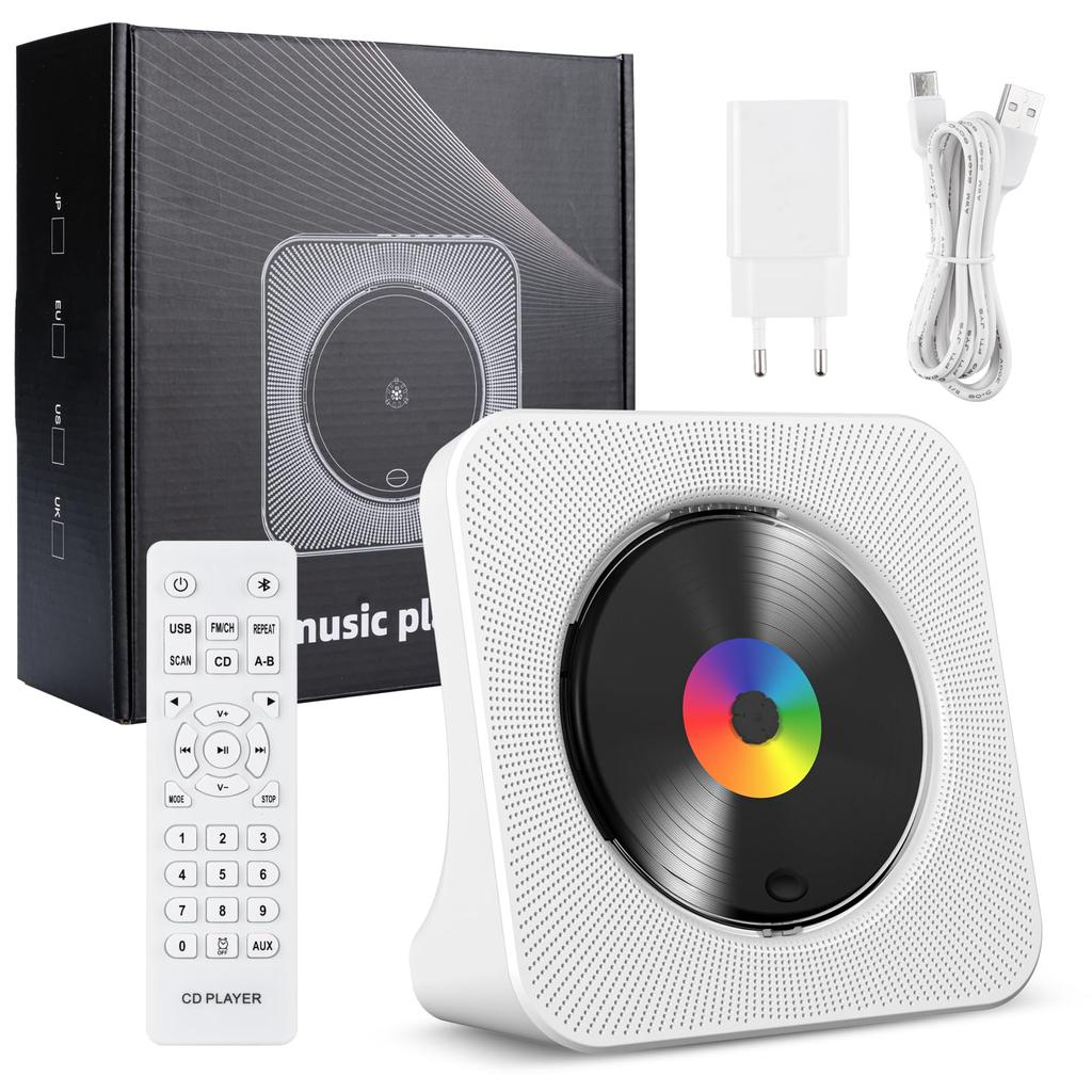 Gueray CD Bluetooth Desk CD USB AUX Output FM Radio CD Repeat CD Music PSE Japanese Instruction Manual White Player, Reception/Transmission, Built-in