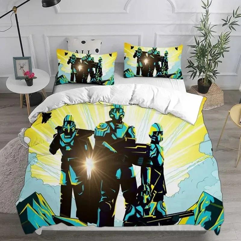 3D HELLDIVERS 2 Bedding Sets Comforter Quilt Bed Cover Duvet Cover Pillow Case Sets Kids Adult Size For Home Textiles