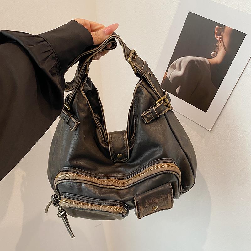 Женская модная выстиранная состаренная сумка-локомотив Spice Girl, многокарманная, в японском и корейском тренде, на плечо