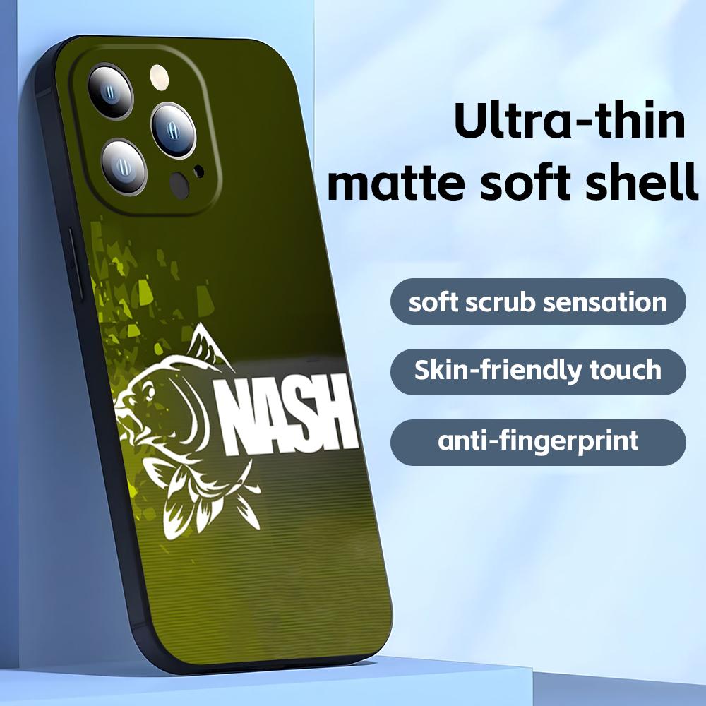 Fashion N-nasH Fishing Brand Phone Case For iPhone17 16 16e 15 14 13 12 11 Plus Mini Pro Max Soft black Shockproof Cover