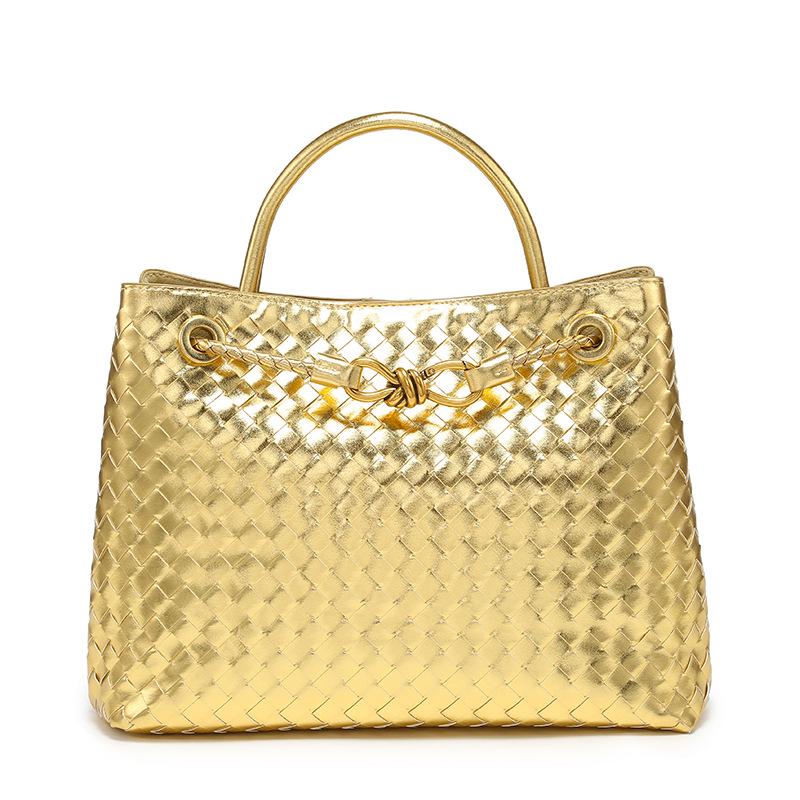 Винтажная плетеная сумка-тоут с металлической пряжкой - Универсальная сумка через плечо и кроссбоди