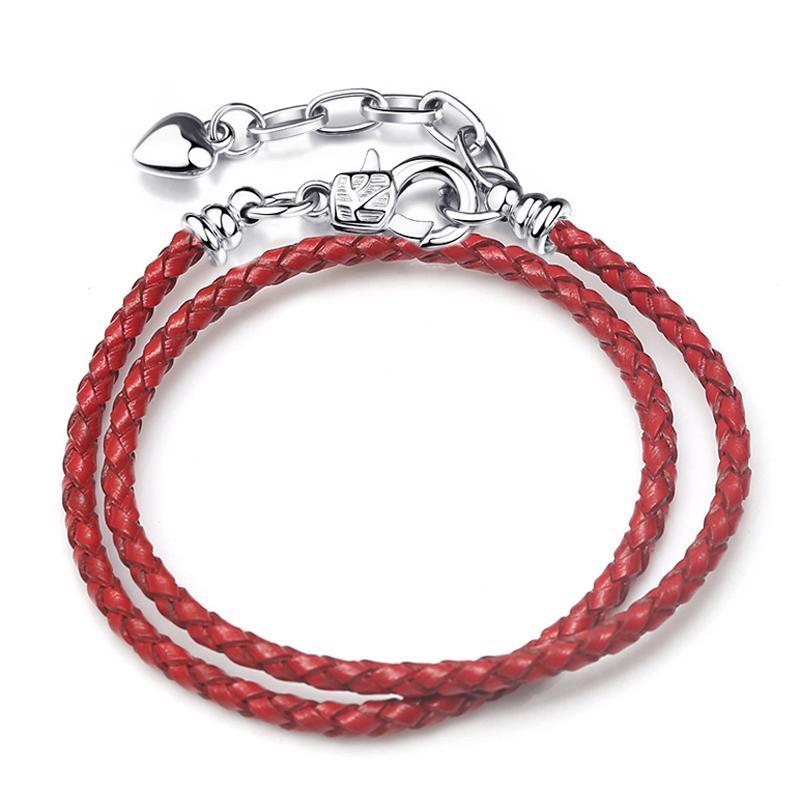 BAOPON White/Black Leather Chain Charm Bracelet Fits DIY Beads Bracelet for Women Lover Men Jewelry Gift