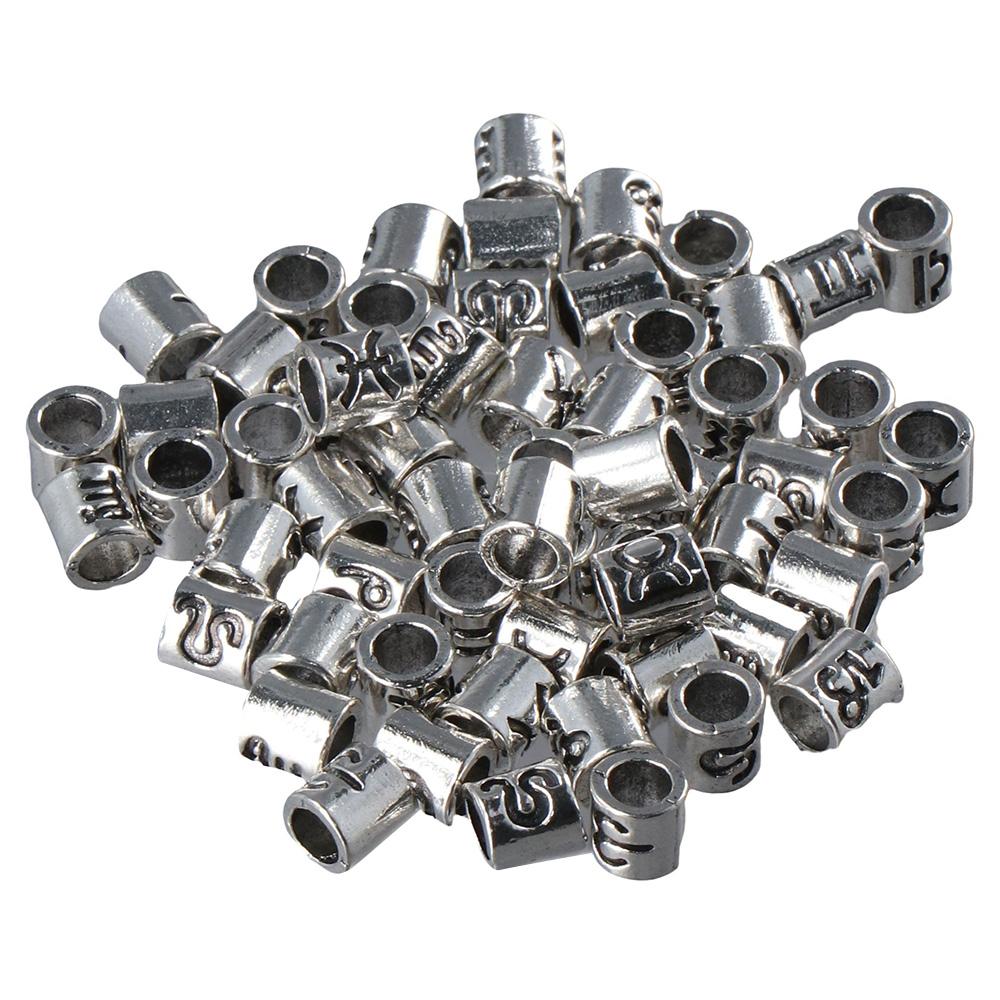 60 шт. 60 шт. Бусины со знаками зодиака, антикварные серебряные бусины-разделители, бусины гороскопа, сделай сам, ювелирное ремесло, изготовление