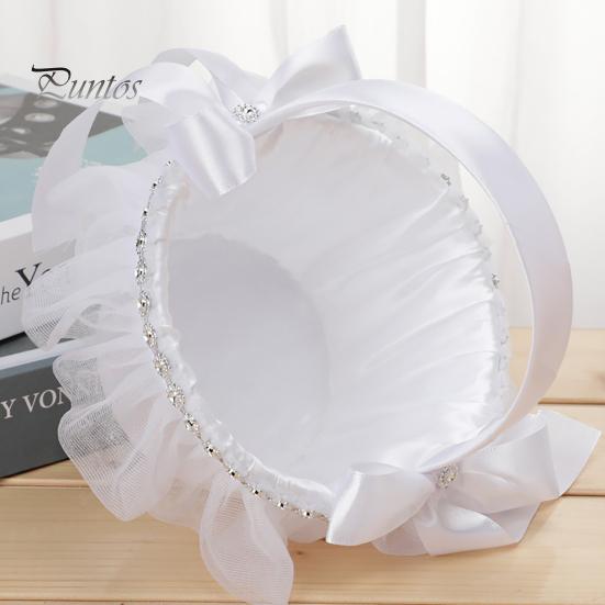 Portable Innovative Hand Workmanship Exquisite Flower Basket Feather Design Wedding Bridesmaid Flower Basket Scene Layout Prop