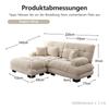Cloud Corner Sofa for Living Room, Chenille Double Sofa with 2 Lumbar Cushions and 2 Decorative Cushions, with Wide Armrests and Ottoman, Light Brown