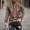 3D Printed Men Ethnic Pattern Tees Spring Autumn Casual Long Sleeve Round Neck Tops Loose T-Shirts