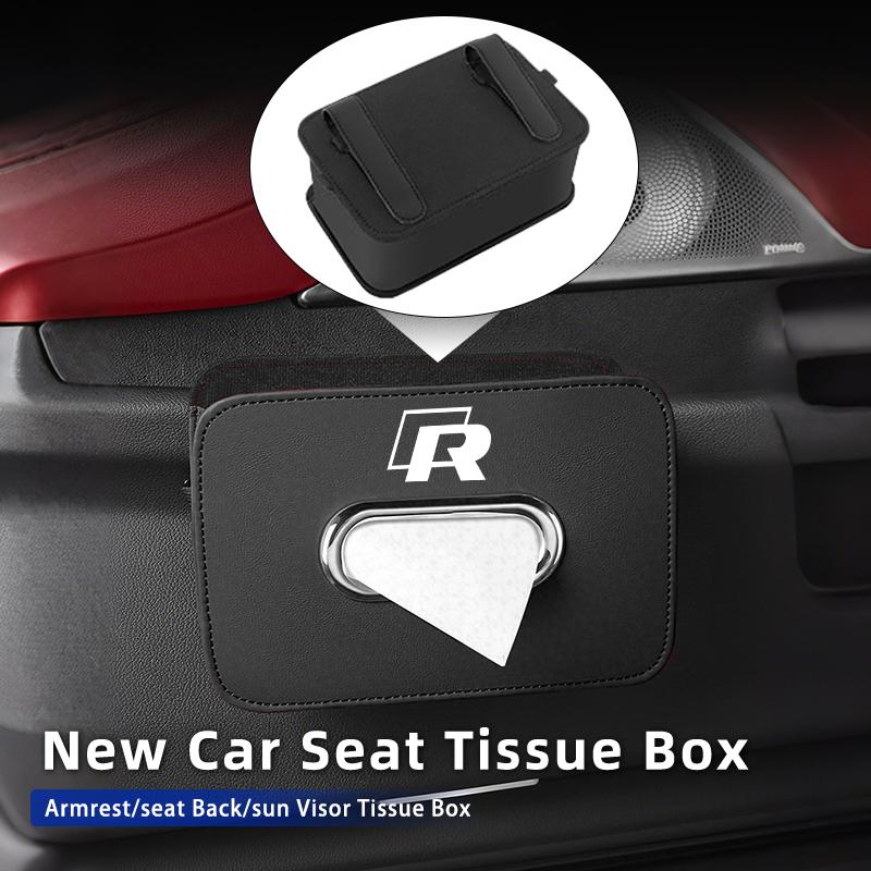 Car Tissue Box Holder Leather Auto Seat Back Hanging Tissue Box For Volkswagen VW Tiguan CC Jetta Polo Golf Passat Scirocco 7BDSX