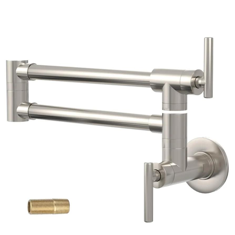 Wall hanging folding faucet 304 stainless steel kitchen stove house household can swing arm single cold double boiling tap