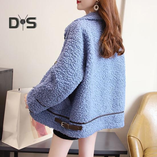 Зимнее женское пальто однобортное с отложным воротником, длинными рукавами, свободными толстыми плюшевыми карманами, поясом, декором, ветрозащитная теплая куртка