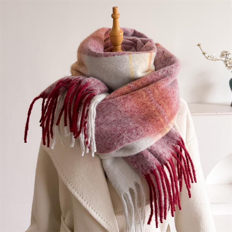 Stripe Color Matching Gradual Change Stripe Warm Shawl Scarf Imitation Cashmere Unisex Versatile Fringed Scarf