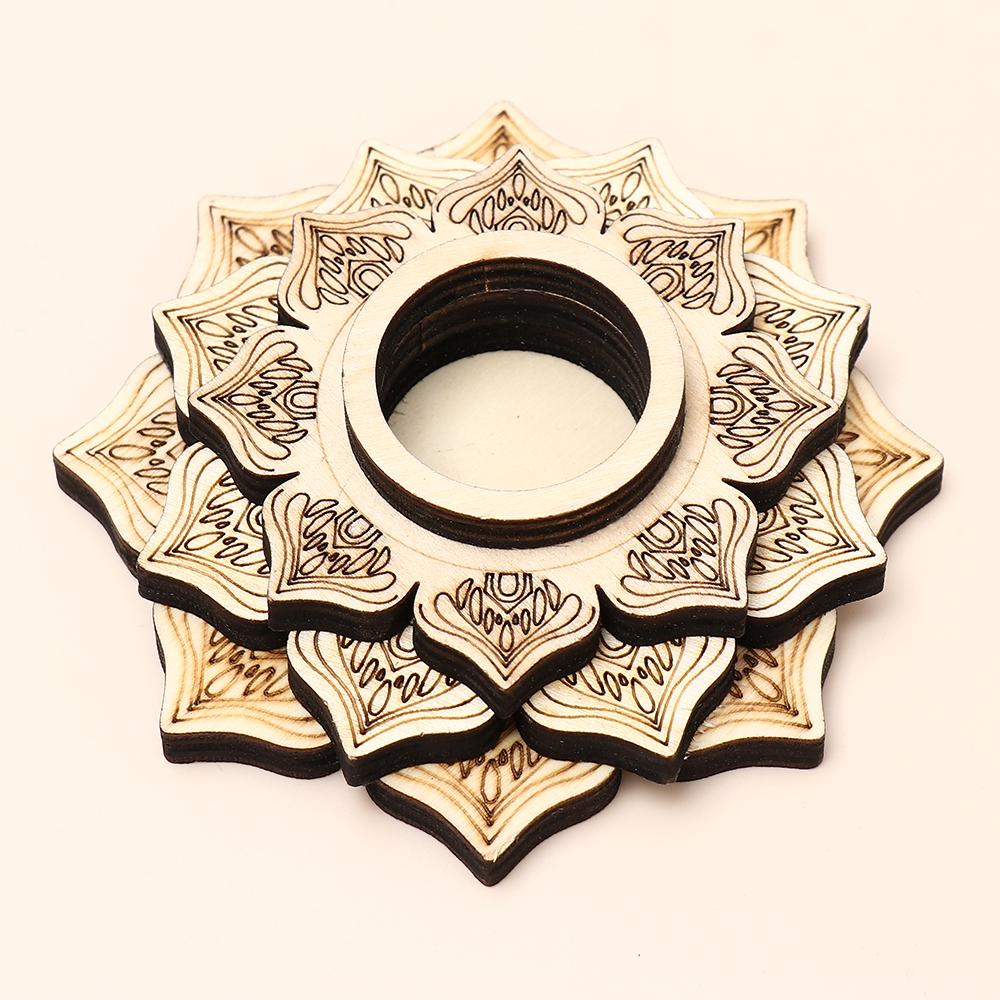 Crafts Lotus Pattern Crystal Carving Crystal Ball Base Wooden Ornaments Meditation Decor Wood Base