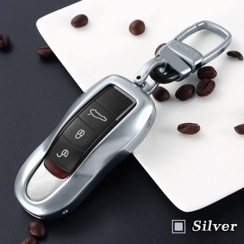Чехол для автомобильных ключей из алюминиевого сплава для Porsche Panamera Cayenne Macan 911 Carrera 718 Boxster, модные аксессуары для автосмарт-ключей