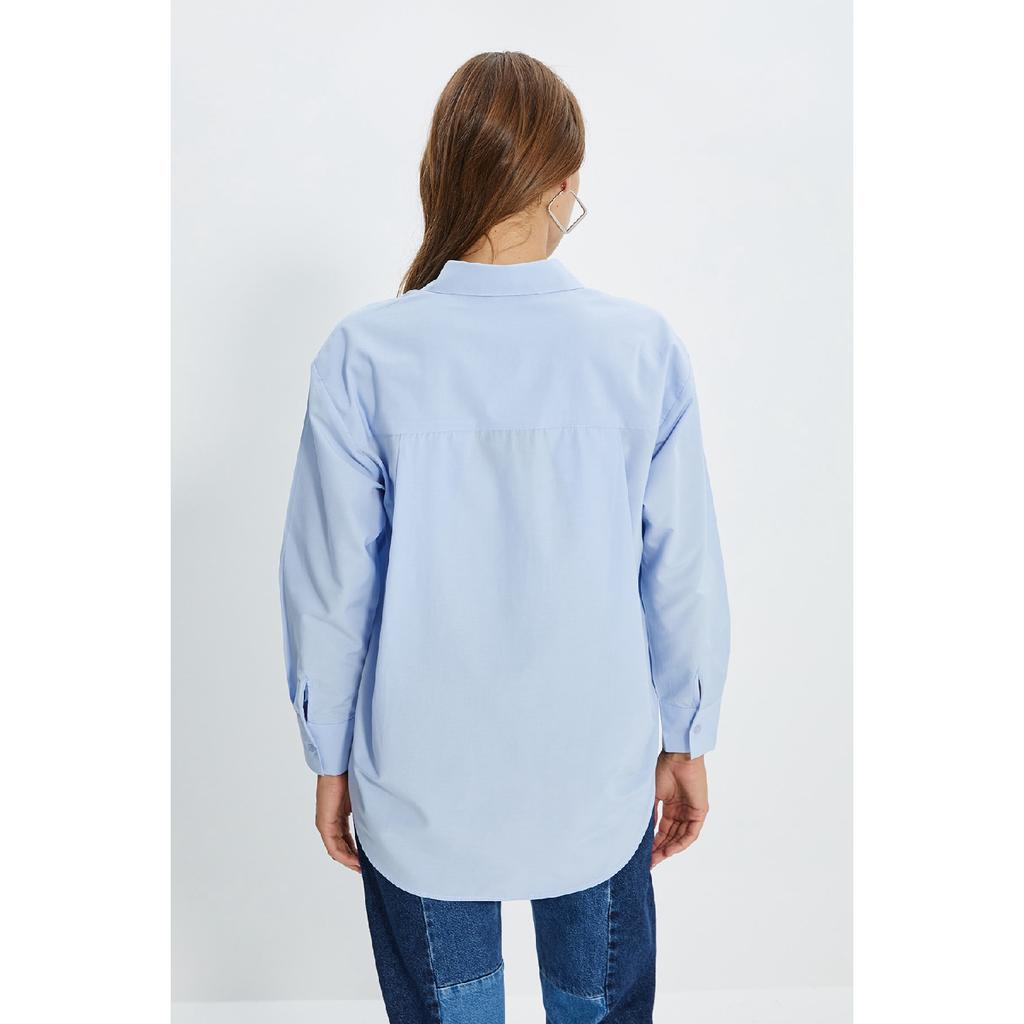 Белая рубашка-бойфренд с одним карманом/широкая хлопковая рубашка Twoaw20go0115