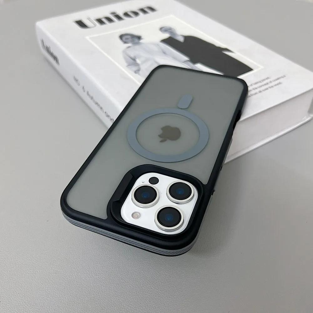 Роскошный магнитный цветной матовый полупрозрачный бронированный противоударный чехол для iPhone 11 12 13 14 15 16 ProMax Magsafe Wireless Charge Cover