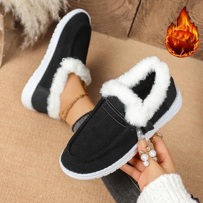 Мода Женщины Новые Теплые Повседневные Зимние Плюшевые Балетки до Щиколотки Женская Повседневная Хлопковая Обувь Дамы Круглый Носок Спортивные Лоферы Женщины