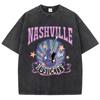 Женская хлопковая стираная футболка Nashville Music City Prints с коротким рукавом, летняя футболка большого размера, модная уличная одежда