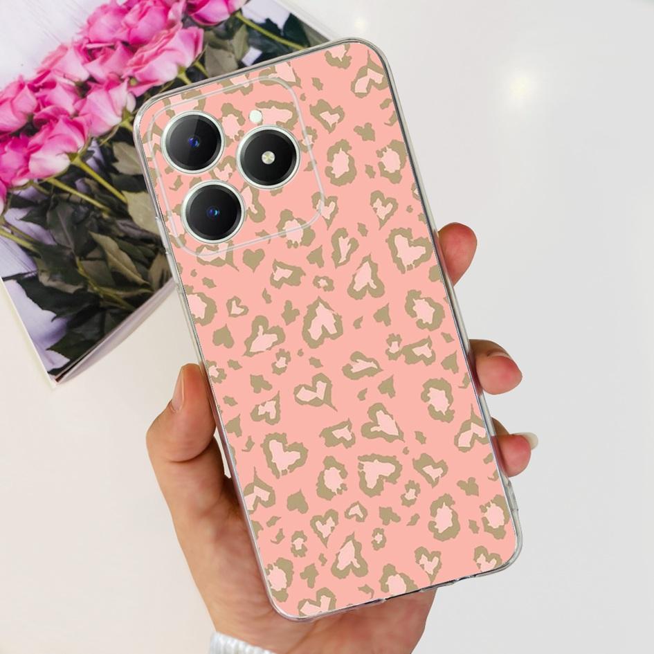 Для Realme C63 4G 2024 Чехол RMX3939 Чехол Милое Сердце Любви Мягкий Прозрачный Силиконовый Защитные Чехлы Для Realme C61 4G C 61 C 63 Funda