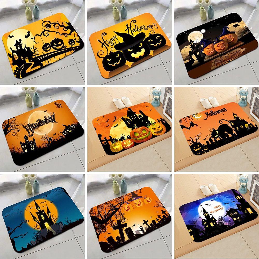 Flannel Halloween Door Mat Horror Ghost Outdoor Carpet New Floor Mat Kitchen Bathroom