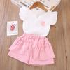 Girls Summer New Summer Clothes Stylish Children's Flying Sleeves Thin T-shirt Shorts
