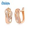 LSOOYH серьги-клипсы цвета розового золота, модные серьги для женщин, серьги-гвоздики с полым цирконием, ювелирные изделия