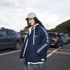 Хлопковая куртка с капюшоном в американском стиле: Модный полосатый комплект из двух предметов для пар, теплая повседневная мода на осень/зиму