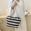 Yogodlns Женская тканая пляжная сумка большой емкости, полосатые сумки на молнии, соломенная сумка в стиле ретро, ​​женская летняя повседневная сумка