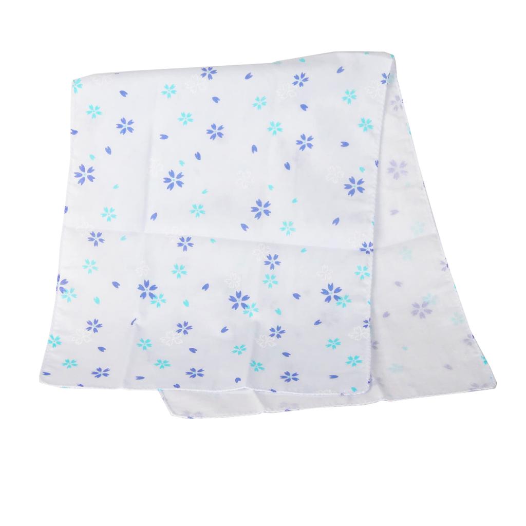 WKG Gauze Tenugui 1 Made in Japanese 02 Sakura 1 (Tenugui) - Piece, Japan, Senshu, Pattern, Double-Layered, (Blue)