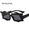 SHAUNA, уникальные квадратные солнцезащитные очки в стиле ретро, ​​женские модные двойные цветные оттенки UV400, мужские солнцезащитные очки с градиентом в стиле панк, леопардовый чай