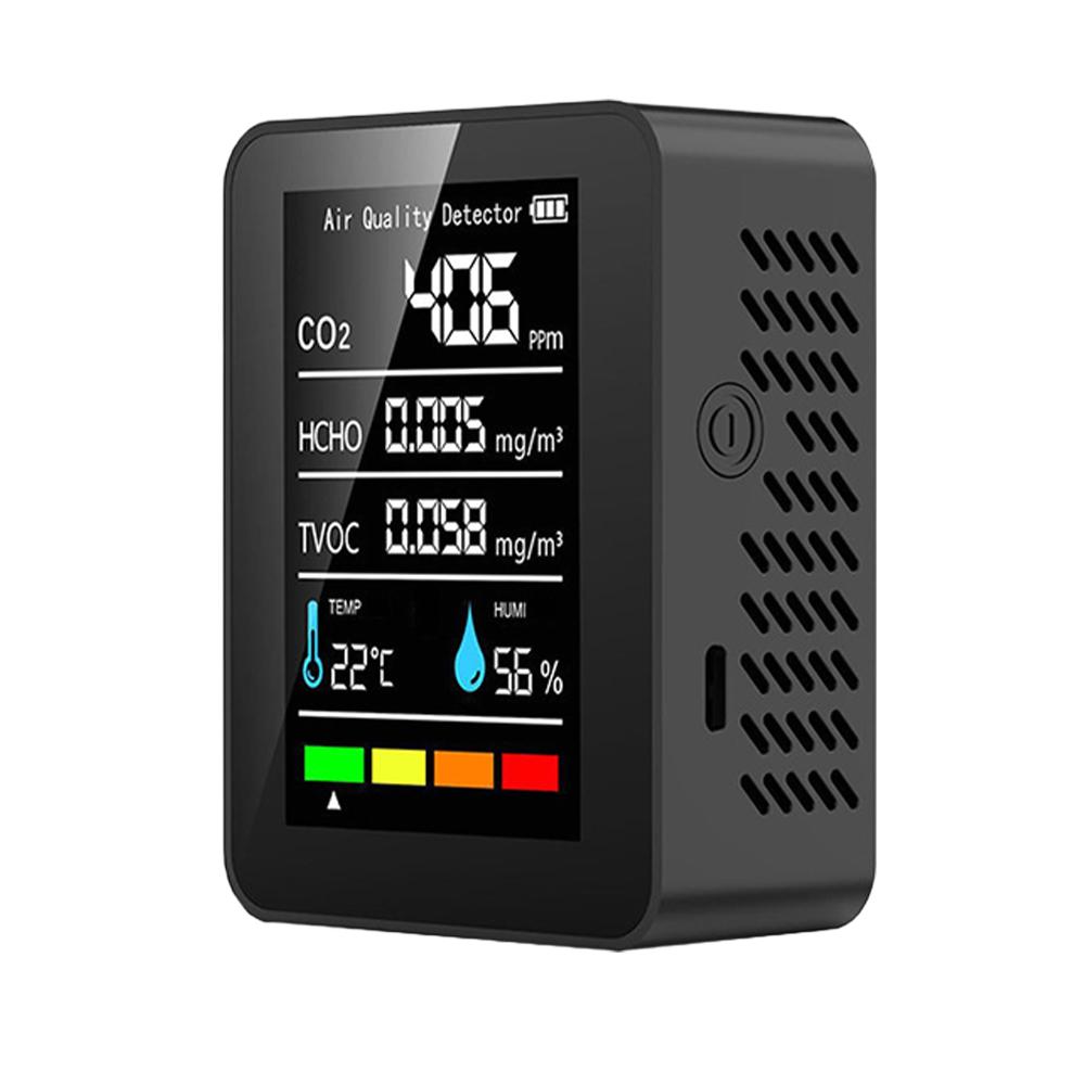 Монитор качества воздуха 5-в-1 Детектор качества воздуха Детектор CO2 Тестер формальдегида HCHO TVOC ЖК-дисплей Тестер температуры и влажности Сигнализация