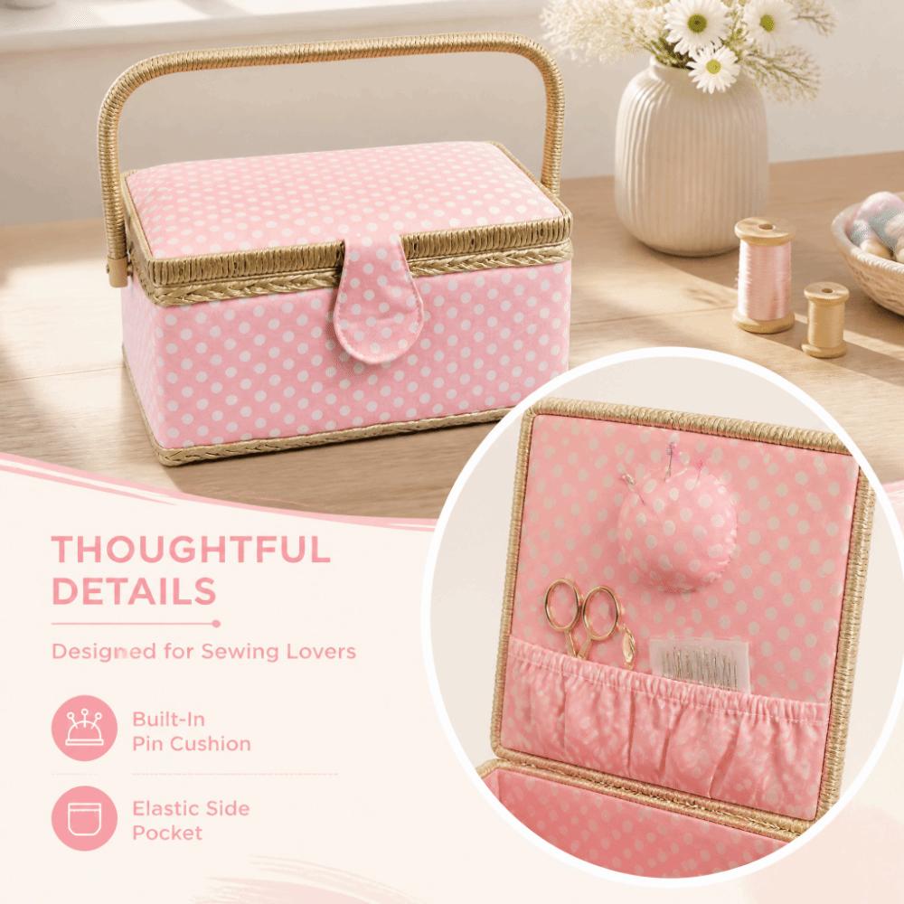 Internal Needle Pad Sewing Basket Organizer Detachable Tray DIY Sewing Kit Sewing Mending